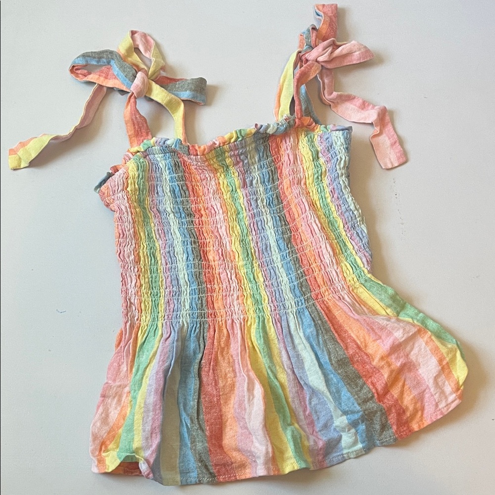 GAP Kids Pastel Rainbow Smocked Linen Tank Top